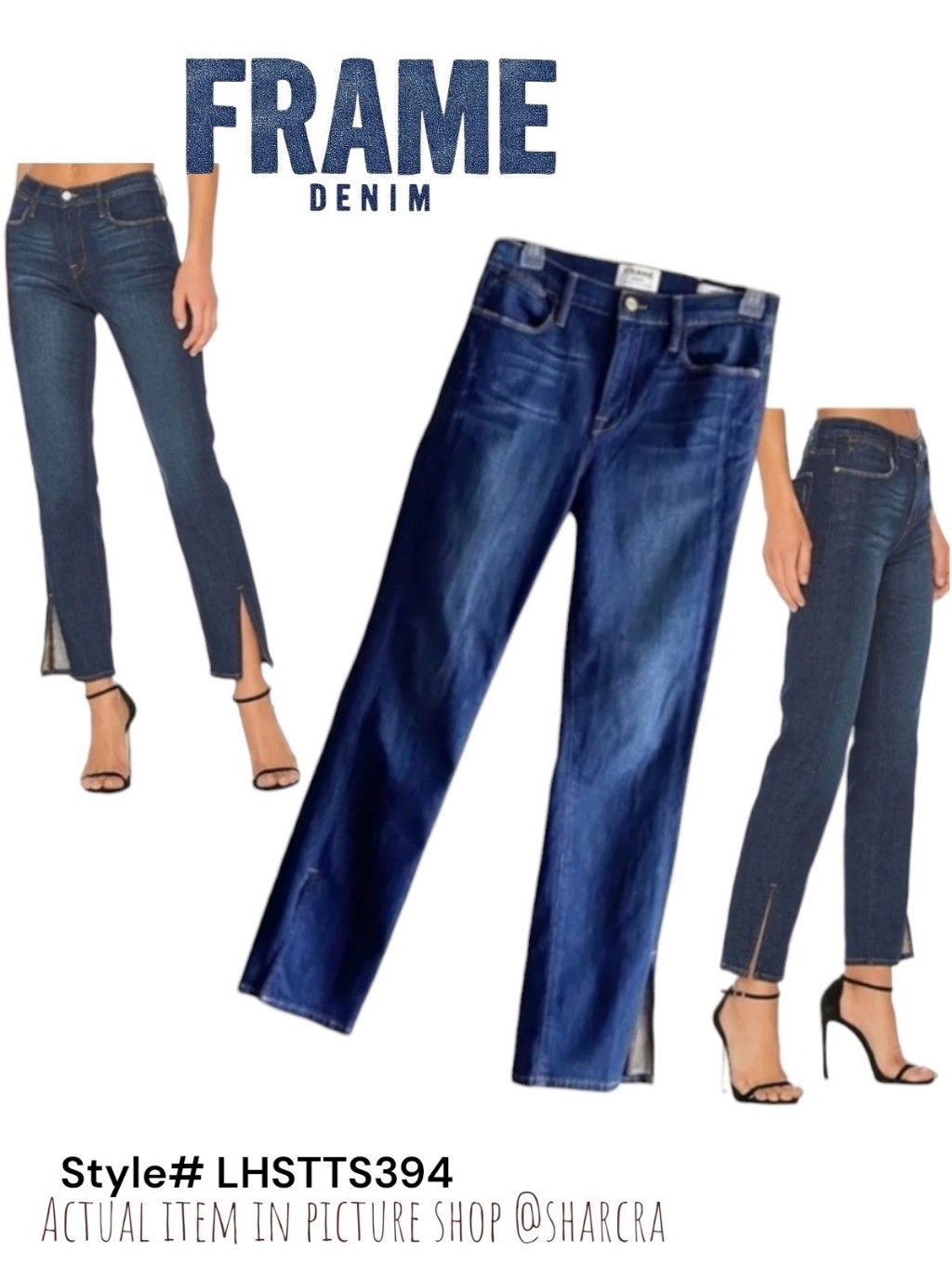Frame Denim Women's Le High Straight Leg Tuxedo Split Cuff Helms Ankle Jeans 25